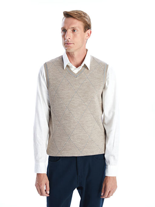 Standart Kal?p V Yaka Erkek Triko S?veter