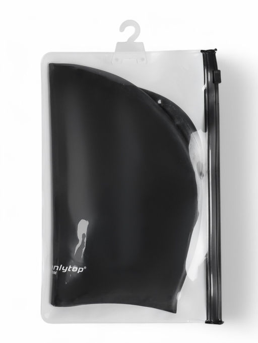 Шапочка для плавания взрослая ONLYTOP, для длинных волос, силиконовая, обхват 54-60 см, чёрная