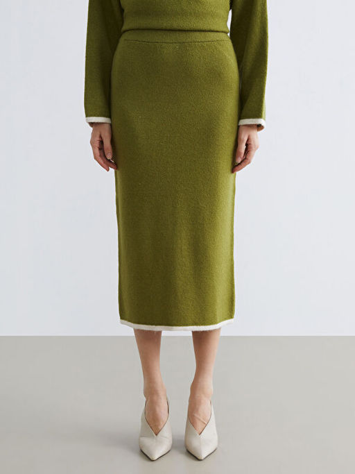 Beli Lastikli Y?rtma?l? Triko Kalem Etek