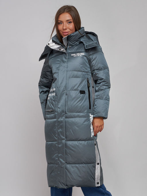 Пальто утепленное молодежное зимнее женское темно-зеленого цвета 5873TZ - Mtforce фото 8