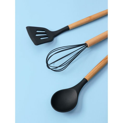 Набор кухонных принадлежностей Доляна «Лиам», 7 предметов, 33×12.5×12.5 см, чёрный