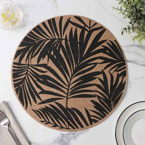 Набор салфеток сервировочных Доляна Листья, 4 шт, d=38 см, цвет чёрный  фото 10