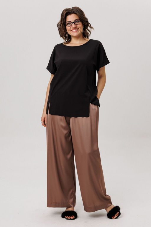 Топ ANELLI 1576 черный кофе  фото 8