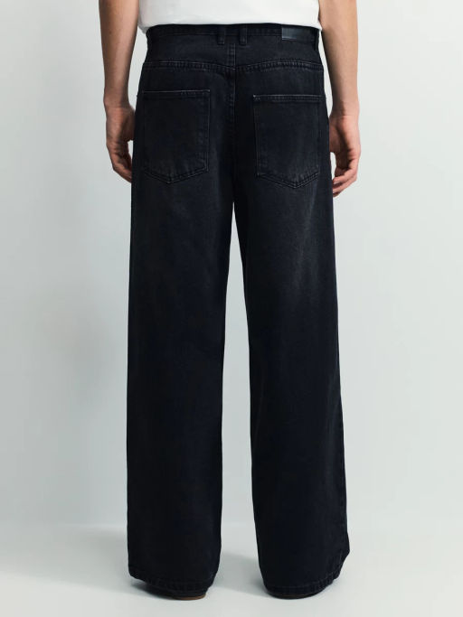 Джинсы wide leg с эффектом стирки / Zarina фото 4