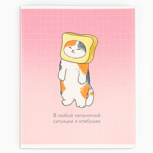 Цена за 3 шт. Тетрадь в клетку, 48 л., А5, на скрепке, блок №1 «Котик с лапками» МИКС