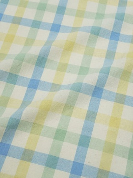 Вареный (стираный) хлопок Клетка (цв.морозная мята/св.голубой) на телесно-желтом, ш.2.50м, хл-100%