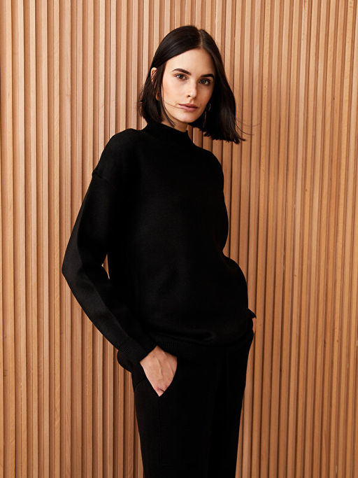 Yar?m Bal?k?? Yaka Kad?n Triko Kazak