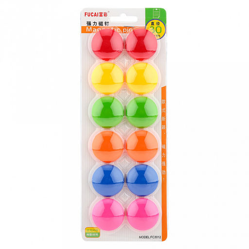 Магнитный держатель для досок д3см h1см, 12 штук, цветные, в блистере (Китай)