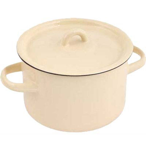 Кастрюля эмалированная 4,5л д21см, h14см, цилиндрическая форма, металлическая крышка, кремовый (Россия)