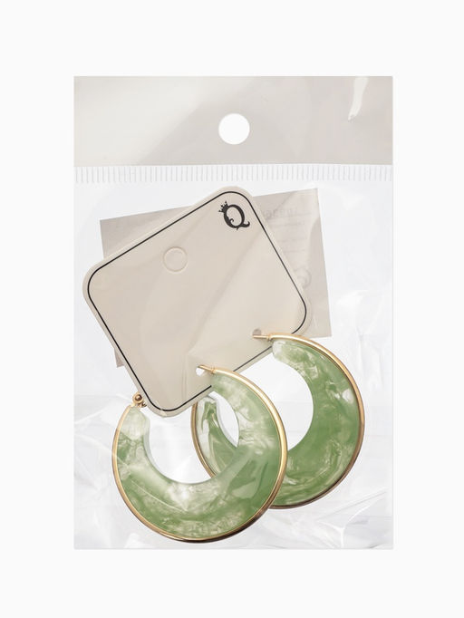 Серьги-кольца акрил «Тренд», нефритовые в золоте