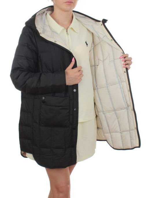 H24-32 BLACK Куртка пуховая облегченная женская (белый утиный пух) - Fashion фото 7