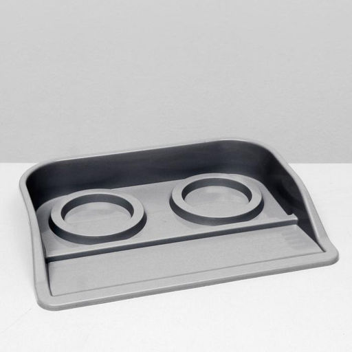 Миски с лотком Феликс 0,3 л, 41 x 30 x 6 см, серый лоток, белые миски - Пижон фото 5