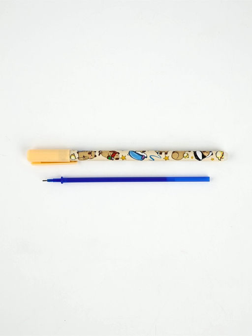 Цена за 10 шт. Ручка пластик пиши-стирай с колпачком "Капибара", синяя паста, гелевая 0,5 мм