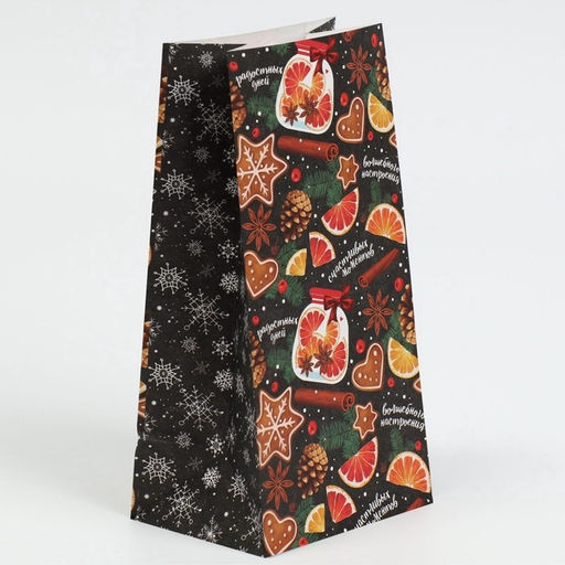 Цена за 10 шт. Пакет подарочный без ручек новогодний «Счастливых моментов», 10×19.5×7 см