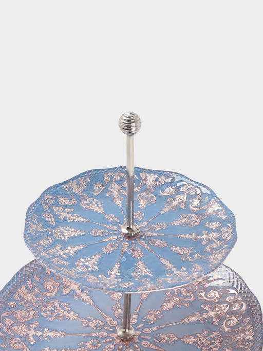 Фруктовница «ЭЛЕОНОРА БРОНЗА», d=21/28 см, стекло, голубая, розовая