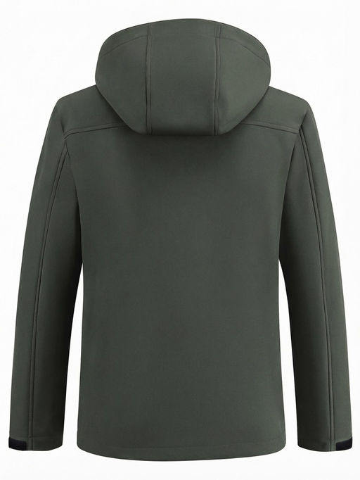 Ветровка мужская софтшелл виндстоппер с капюшоном спортивная цвета хаки 9617_1Kh