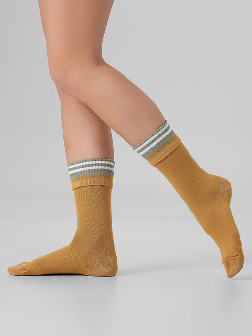 Цена за 5 пар! Носки женские коричневые с рисунком в виде полосок - Mark formelle фото 3