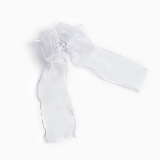 Бант для волос на резинке школьный, белый, 6×25 см, Принцессы