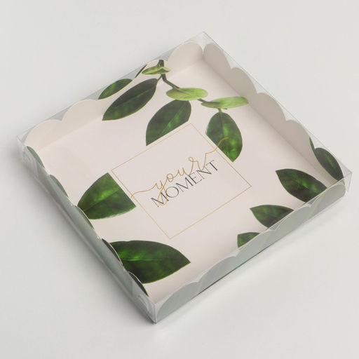 Цена за 5 шт. Коробка для печенья, кондитерская упаковка с пластиковой крышкой, «Эко», 18×18×3 см