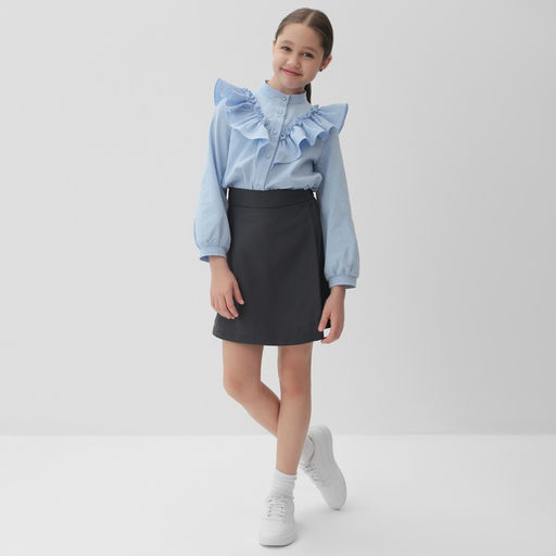 Юбка - шорты школьная для девочки MINAKU: Casual Collection, серая, рост 158 см