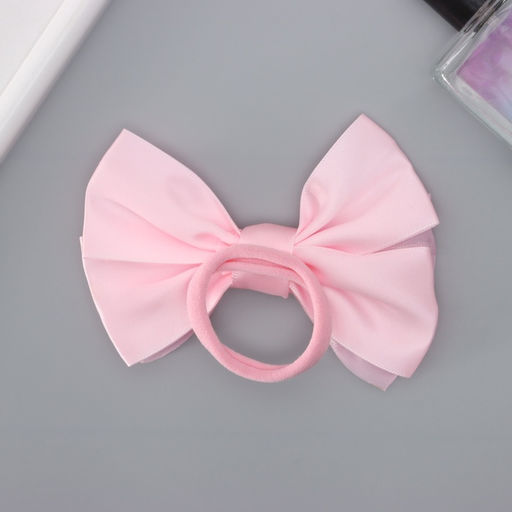 Цена за 6 шт. Бант для волос на резинке «Школьница. Стиль», блеск, 11 см, розовый