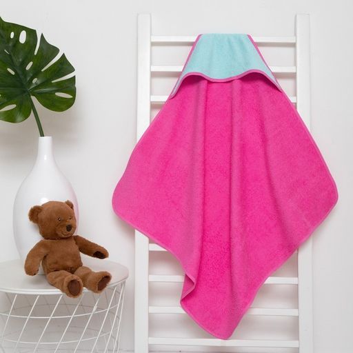 Полотенце уголок махровое Крошка Я, 75х75 см, цвет мятный/розовый, 100% хлопок, 360 г/м2  фото 13