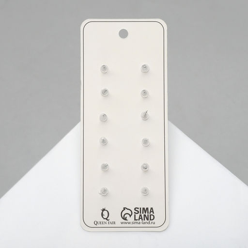 Цена за 2 шт. Серьги пусеты QF Романтика, 6 пар, цветочки, чёрно-белый в серебре фото 3