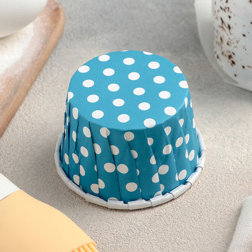 Цена за 50 шт. Форма для выпечки круглая Доляна «Горох голубой», d=6.5 см, голубая