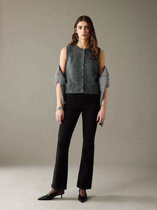 Bisiklet Yaka Kad?n Triko Yelek