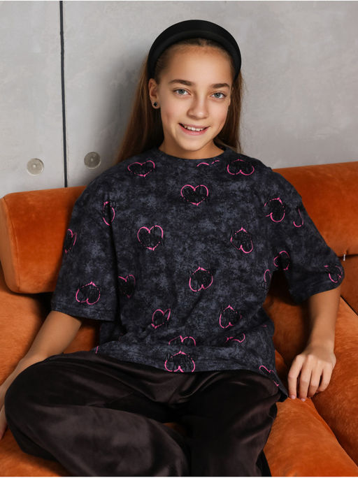 Футболка "Принт" Графит Девочка