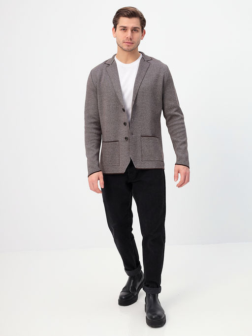 Кардиган мужской GREG G136-KF-жаккард (серый/корич.)