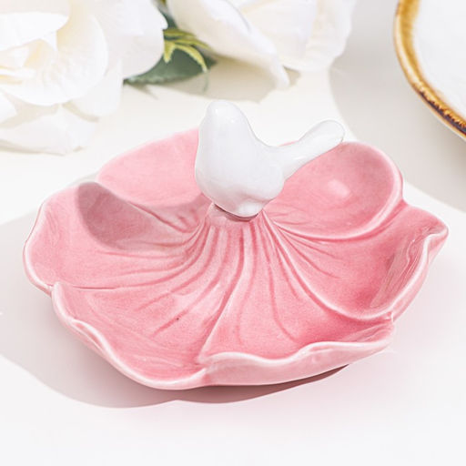 Подставка для колец Птичка на цветке, розово-белый, 12х6 см - Simaland фото 3