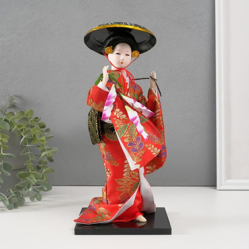 Кукла коллекционная «Японка с цветочной ветвью и в шляпе», 30 см