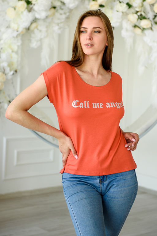 Футболка женская из вискозы Лирика терракотовый Call me angel - Амадэль фото 3