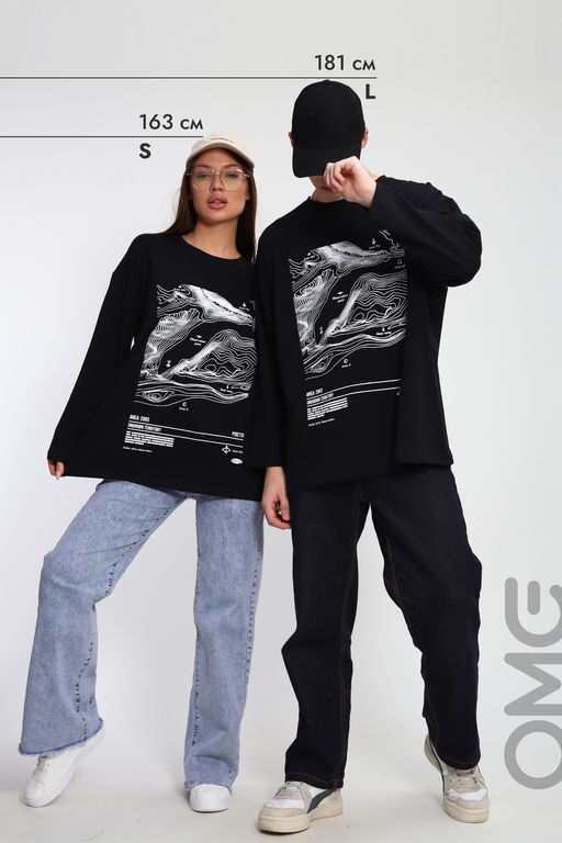 Лонгслив унисекс с принтом Карта ЛГ-01