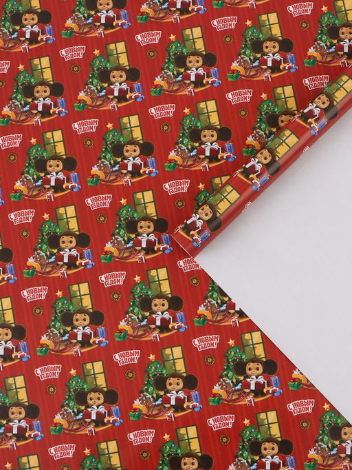 Цена за 10 шт. Бумага упаковочная глянцевая "Новогодняя история", 70 х 100 см