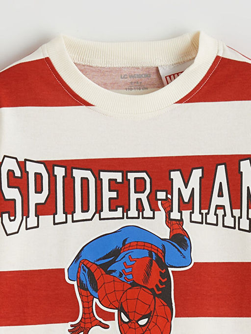 Bisiklet Yaka Spider-Man Bask?l? Erkek ?ocuk Ti??rt