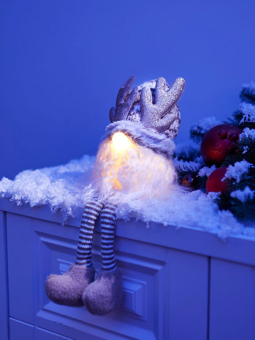 Фигура текстиль «Гном лосяш» 33 см, 1 LED, от батареек AG13×3, свечение тёплое белое