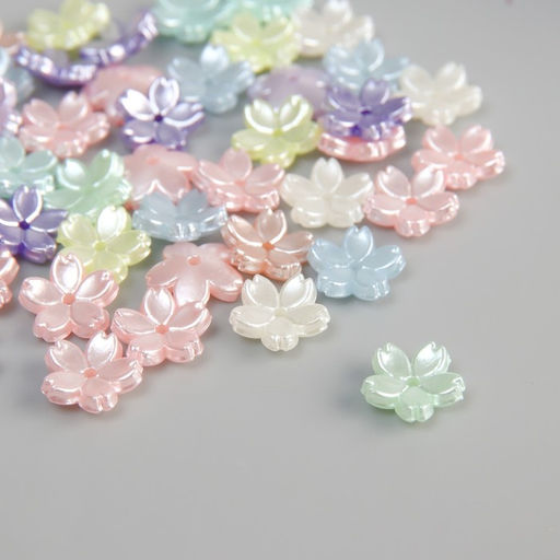 Цена за 2 шт. Бусины для творчества пластик "Цветочки"цветной перламутр набор 50 шт 1х1х0,3 см