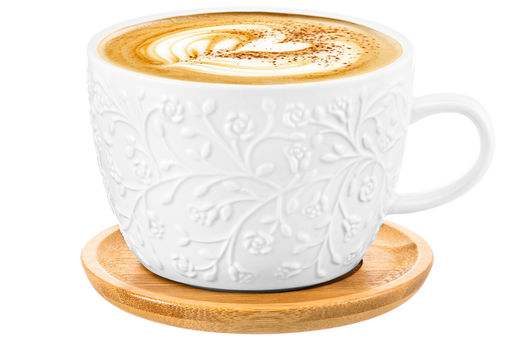 Чашка для капучино и кофе латте 500 мл 15*12,8*8,5 см "Веточки-цветочки"+ дерев. подставка