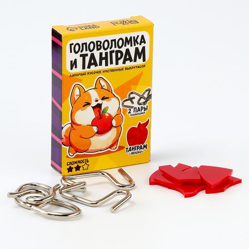 Цена за 9 шт. Металлическая головоломка «Рецепт для мозга», с танграмом, МИКС