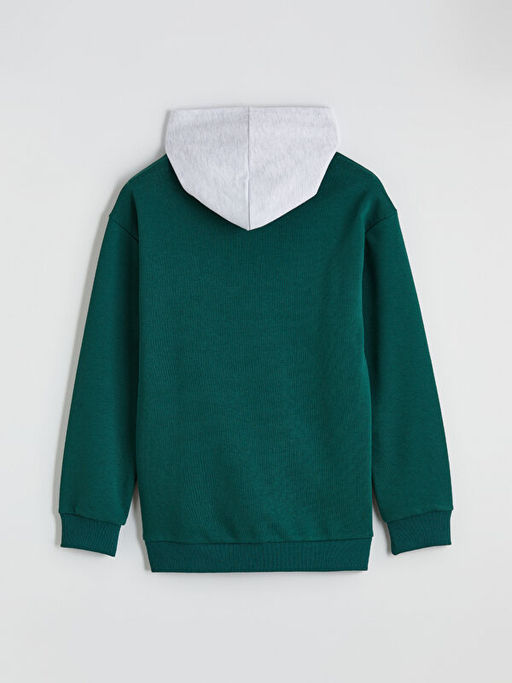 Kap??onlu Bask?l? Erkek ?ocuk Sweatshirt