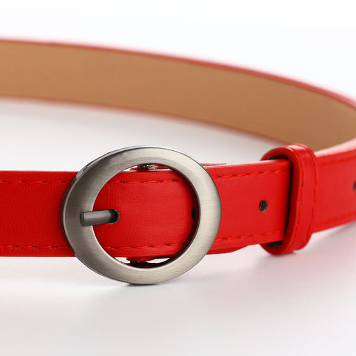 Ремень женский тонкий с винтом, 110×2 см, пряжка тёмный металл, красный