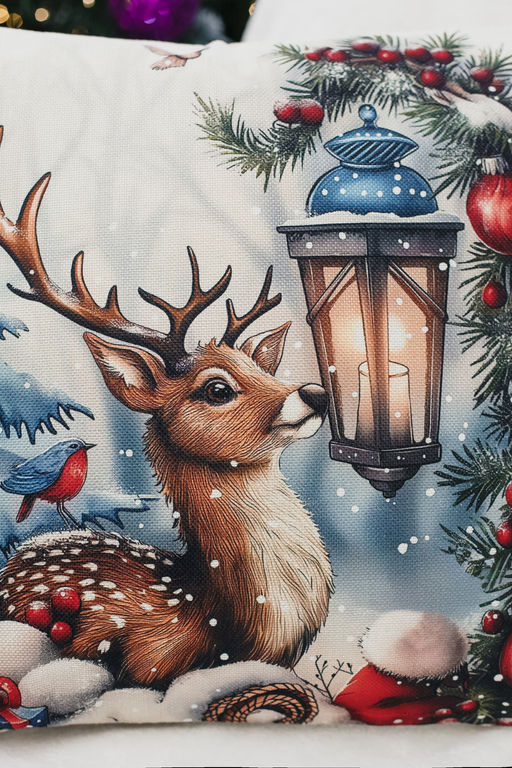 Наволочка декоративная новогодняя 2 шт рогожка