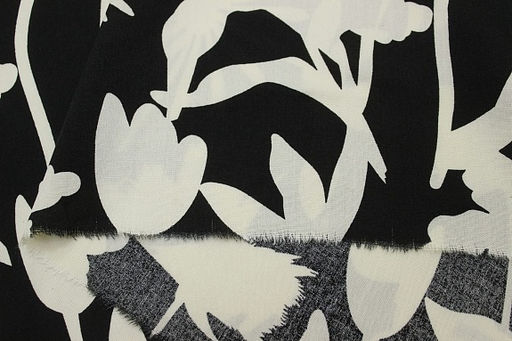 Штапель Цветочный силуэт цв.черный, ш.1.45м, вискоза-100%, 100гр/м.кв - Купава фото 6