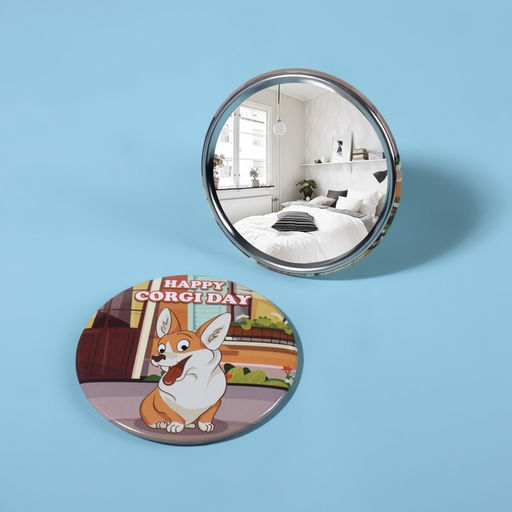 Цена за 2 шт. Зеркало карманное День корги, d=7 см, разноцветное - Qf фото 3