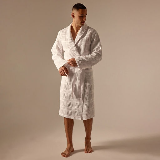 Халат вафельный мужской SL HOME: Chess «Блан де Блан», размер XL, хлопок 100%, белый