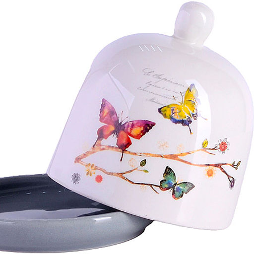 60131 Лимонница с крышкой 9х9х9см Бабочки в саду 2пр доломит LR (х60) - Mayer&boch фото 2