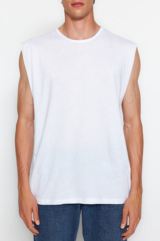 Beyaz Basic Regular/Normal Kesim %100 Pamuk Kolsuz Atlet/T-Shirt TMNSS20AL0067 - Trendyolmilla фото 2