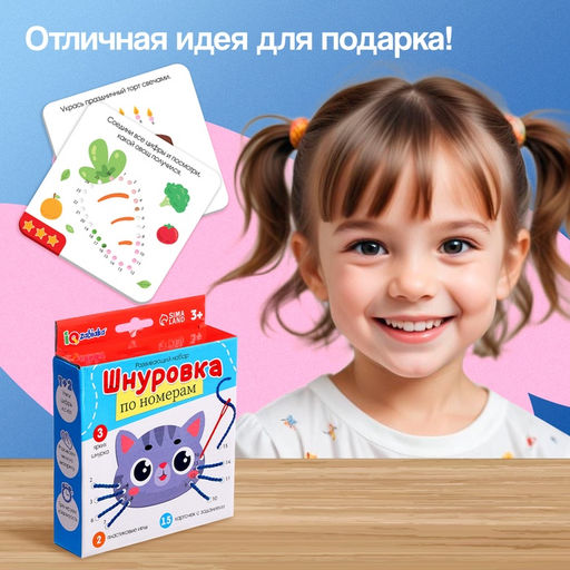 Развивающий набор «Шнуровка по номерам», 3+
